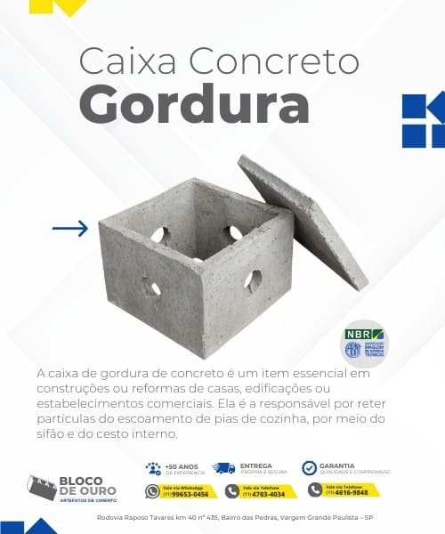 Caixa de Gorgura de Concreto em Vargem Grande Paulista